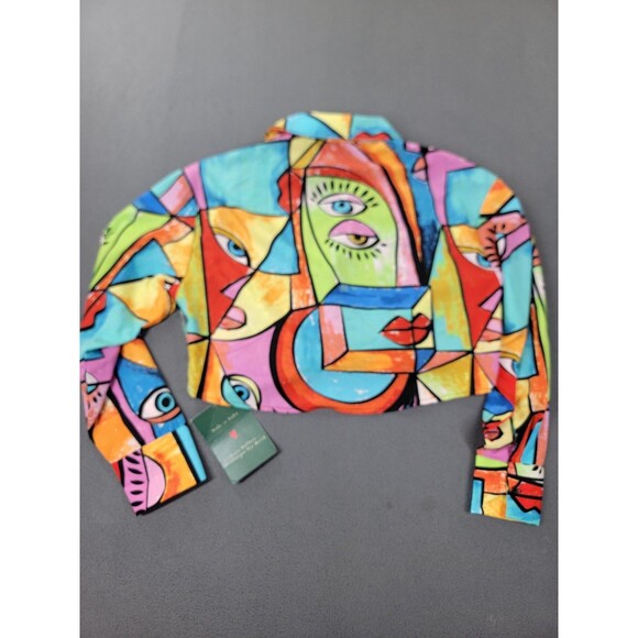 Live 4 Truth Shirt Womens Medium Abstract Art Button Down Crop Picasso Eye - Picture 10 of 15